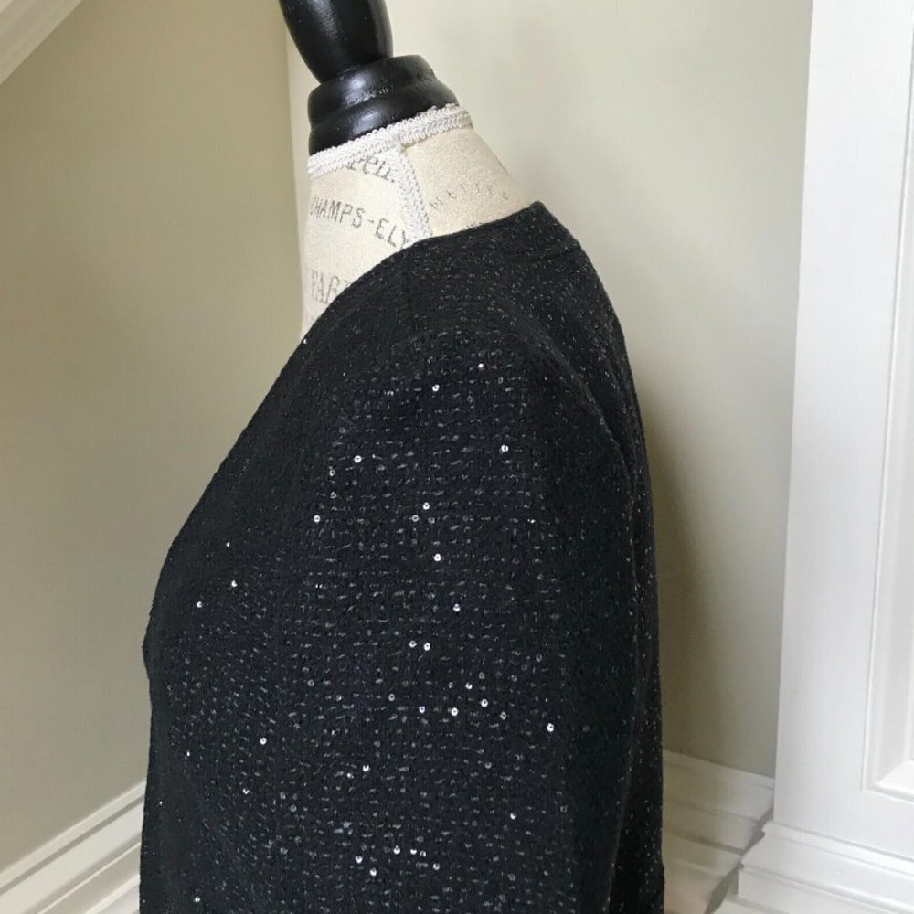 NWT JCrew Collarless Lady Chariot Jacket Blazer Womens 4 Black Sequin BM560 NEW - Picture 8 of 10